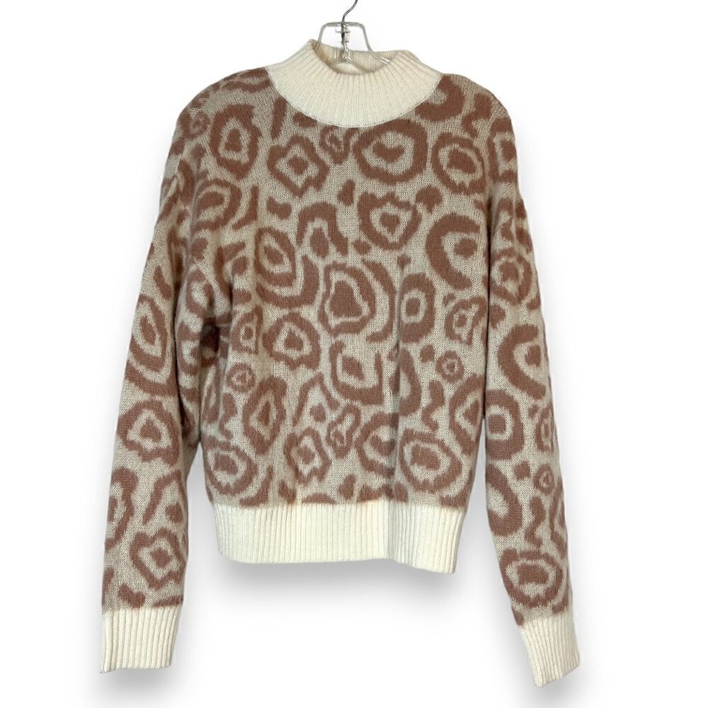 Italian Wool Sweater Italy Mock Neckline Designer Medium